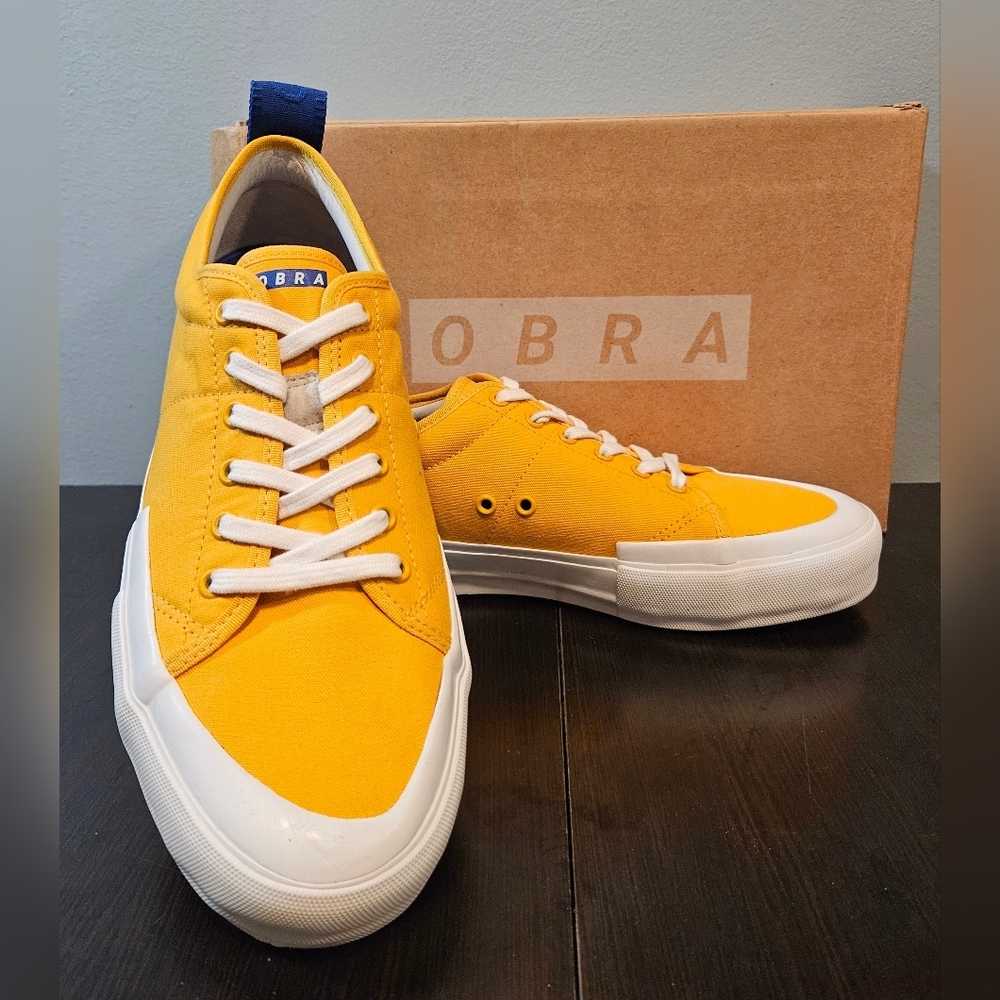 OBRA canvas low  gold & blue mens size 11 shoe - Picture 2 of 8